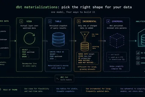 Illustration for: dbt Materialization Strategies: A Practical Guide With Examples