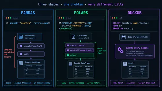 Illustration for: Pandas vs. Polars vs. DuckDB: Choosing the Right Tool for Python Analytics
