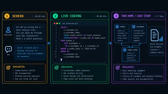 Illustration for: SQL Interview Questions for Data Analyst and Analytics Engineer Roles (With Answers)