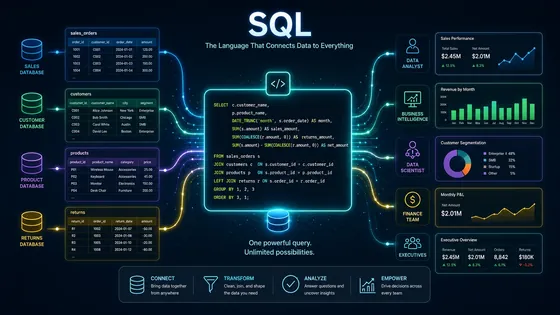 Illustration for: Why SQL Is the One Non-Negotiable Skill for Every Data Analyst
